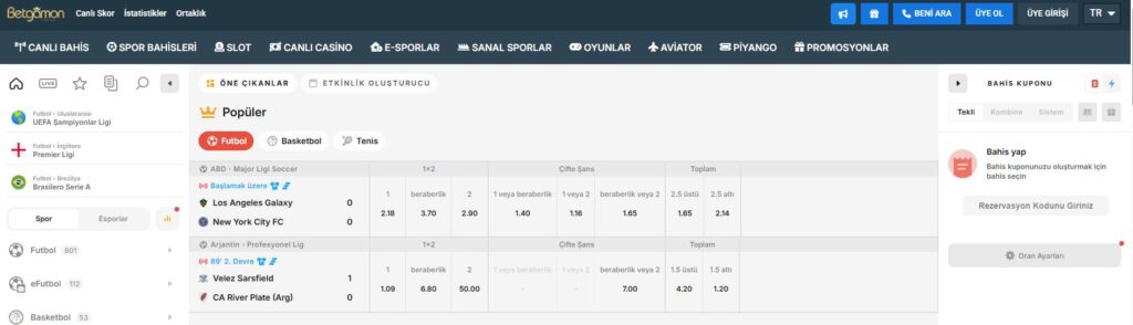 betgamon spor bahisleri